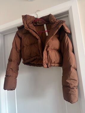 lululemon athletica Brown Cropped Puffer Jacket